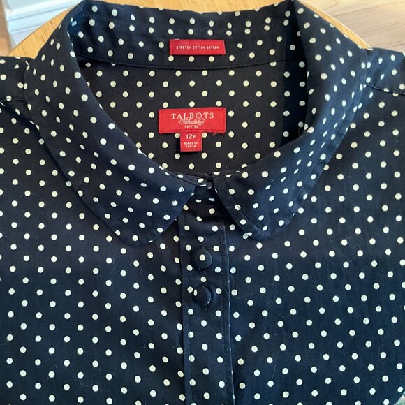 Talbots Vintage Black Polka Dot Stretch Cotton Sateen - Picture 6 of 6